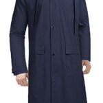 Long Blue Hooded Rainwear for Men with Storage Bag Waterproof Protection