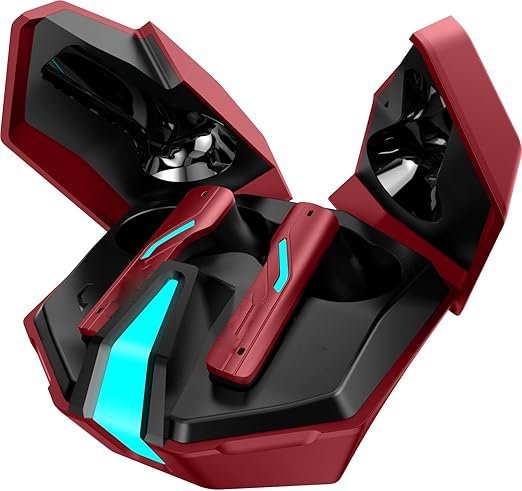 Xo6 Gaming Red Earbuds with 35MS Low Latency, RGB LED, 13MM Drivers & 50H Playtime Bluetooth