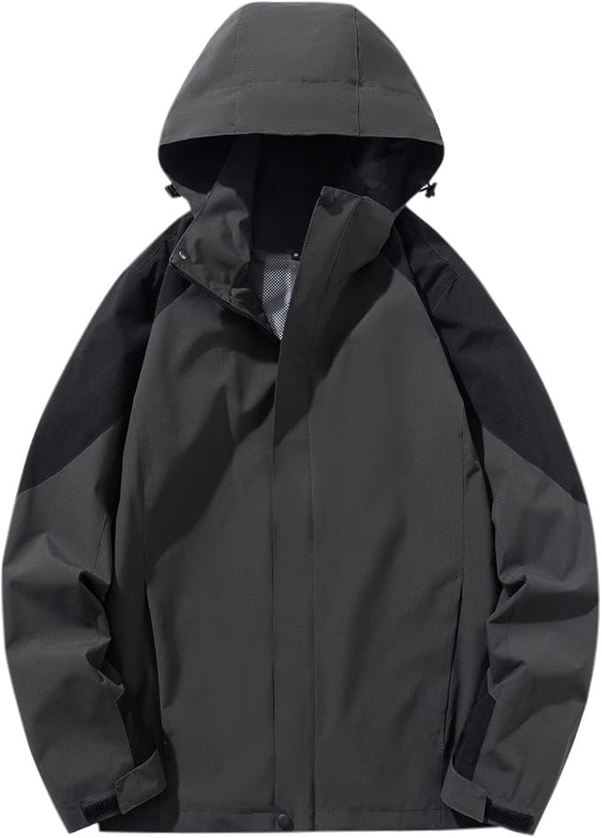 Black Lightweight Waterproof Rain Shell Jacket for Men Outdoor Protection