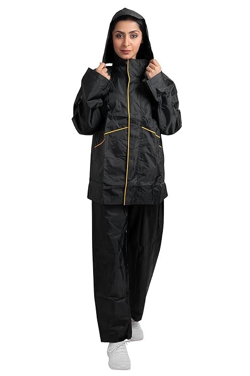 Women's Black Waterproof Raincoat Durable All Weather Protection