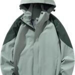 Green Lightweight Waterproof Rain Shell Jacket for Men All Weather Rainwear