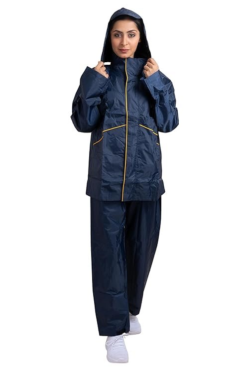 Women's Blue Waterproof Raincoat Lightweight Everyday Rainwear