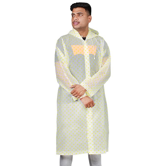 Hooded Waterproof Raincoat for Men with Transparent Rain Cover Design