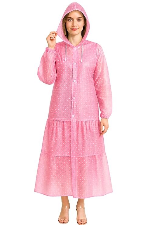Women's Pink Waterproof Rain Skirt Top Jacket for Everyday Rain Protection