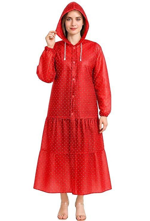 Women's Red Waterproof Rain Skirt Jacket Set Lightweight Outdoor Rainwear