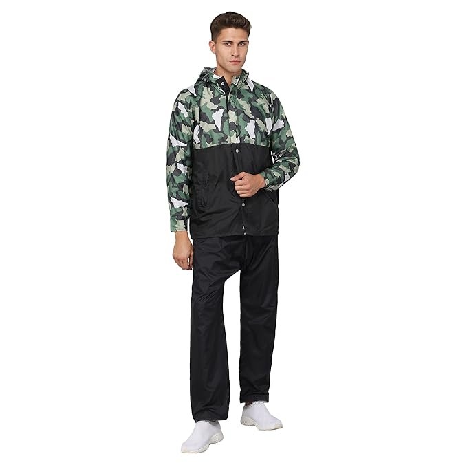 Reversible Nylon Waterproof Raincoat for Men Double Coated Protection