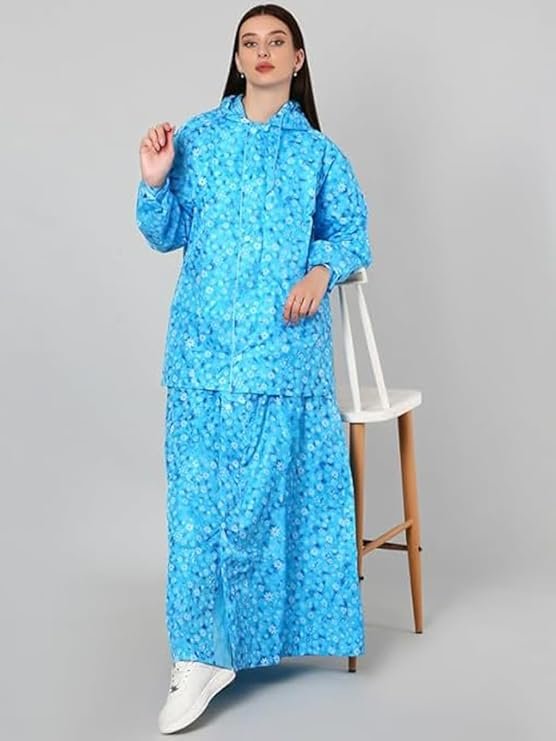 Women's Sky Blue Waterproof Rain Skirt Jacket Lightweight Rain Protection