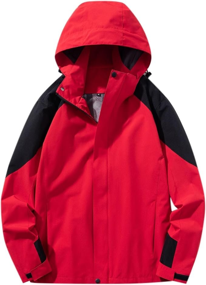 Red Lightweight Waterproof Rain Shell Jacket for Men Stylish Rain Protection