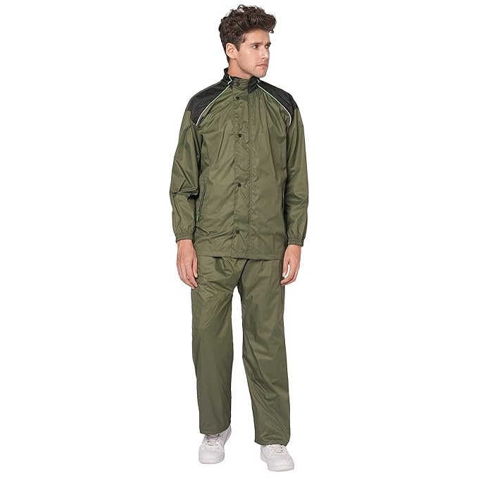 Olive Green Waterproof Hooded Raincoat for Men and Women Outdoor Rainwear