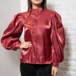 Maroon Bird Embellished Shirt