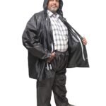 Black Plus Size Waterproof Raincoat for Men Outdoor Rainwear Suit