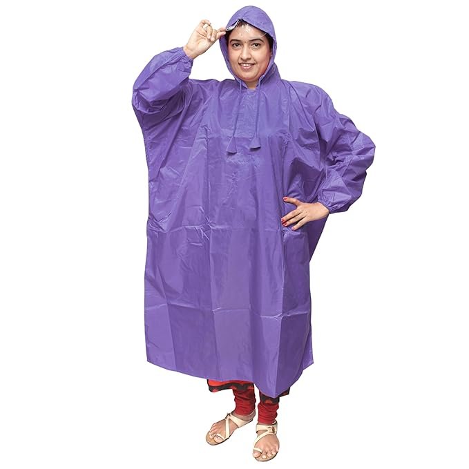 Women's Plus Size Blue Waterproof Rain Poncho Durable Rain Protection