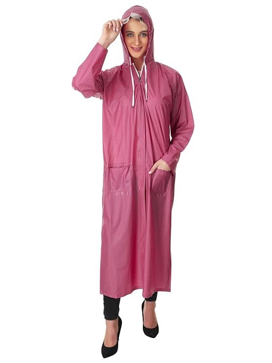 Women's Trendy Pink Waterproof Raincoat Lightweight Waterproof Protection