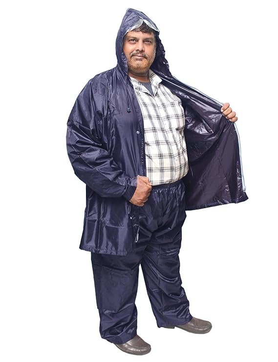 Blue Plus Size Waterproof Raincoat for Men Durable Rain Protection
