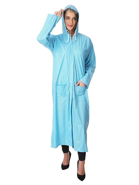 Women's Trendy Sky Blue Waterproof Raincoat Stylish Everyday Rain Protection