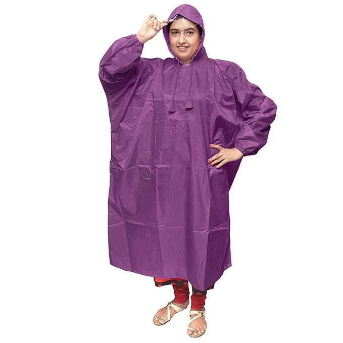 Women's Plus Size Purple Waterproof Rain Poncho Comfortable Rainwear