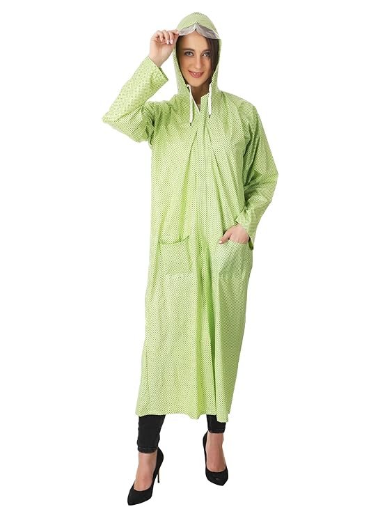 Women's Trendy Green Waterproof Raincoat Comfortable Outdoor Rainwear