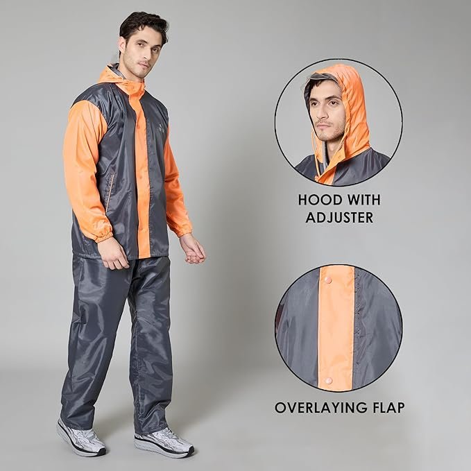 Reversible Waterproof Polyester Raincoat for Men Standard Length Rainwear
