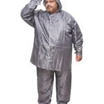 Grey Plus Size Waterproof Raincoat for Men Heavy Duty Rainwear