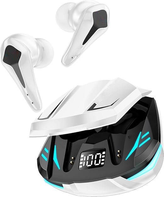White Predator Xo3 Gaming Earbuds with 35MS Low Latency, 13MM Drivers & 50H Playtime Bluetooth