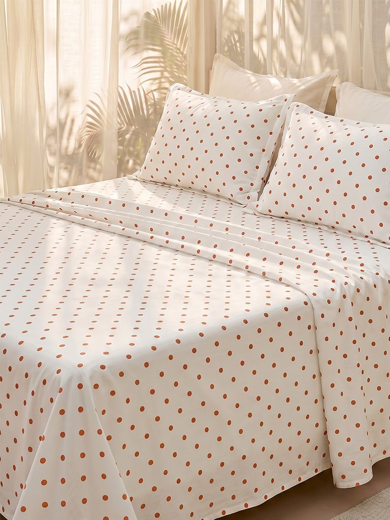 Fast Wear Pink Polka Dot King Bed Sheet Set