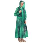 Women's Green Dotted Print Raincoat Top and Skirt Suit Lightweight Rainwear