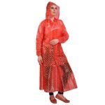 Women's Red Dotted Print Raincoat Top and Skirt Suit Stylish Rain Protection