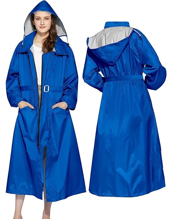 Women's Blue Waterproof Raincoat Durable Everyday Rain Protection