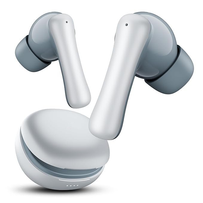 Moon White DuoPods Marathon Earbuds Wireless | Fast Charge | 70H Playtime | BT v5.3 | 13mm Drivers | Noise Cancellation