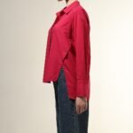 Red Concealed Placket Shirt