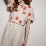 Beige Printed Crochet Polo