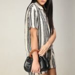 Beige Vertical Stripe Co-Ord Set T-Shirt