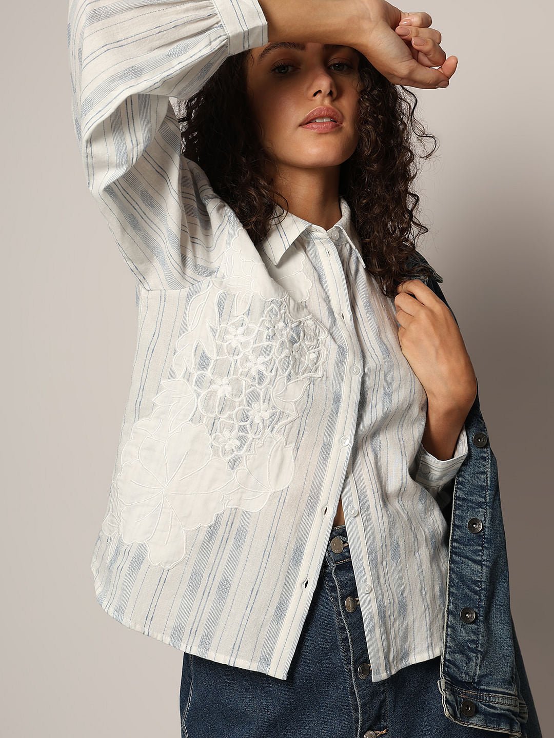 Light Blue Printed Cotton Shirt