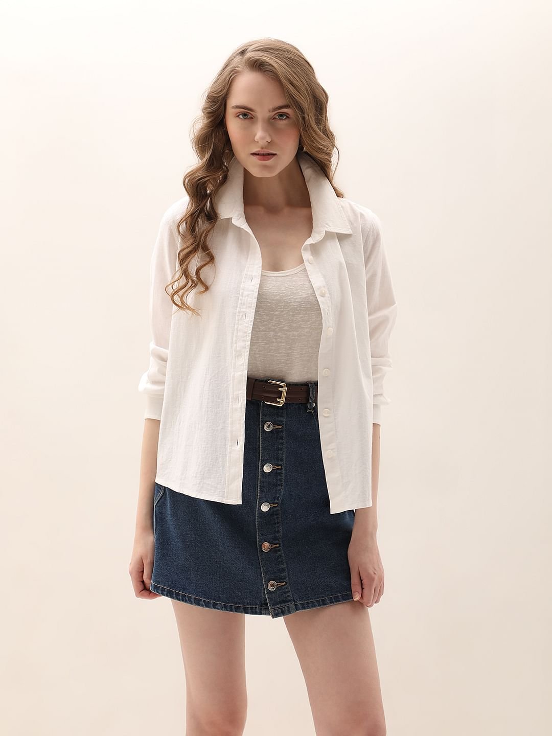 White Linen Full Sleeves Shirt