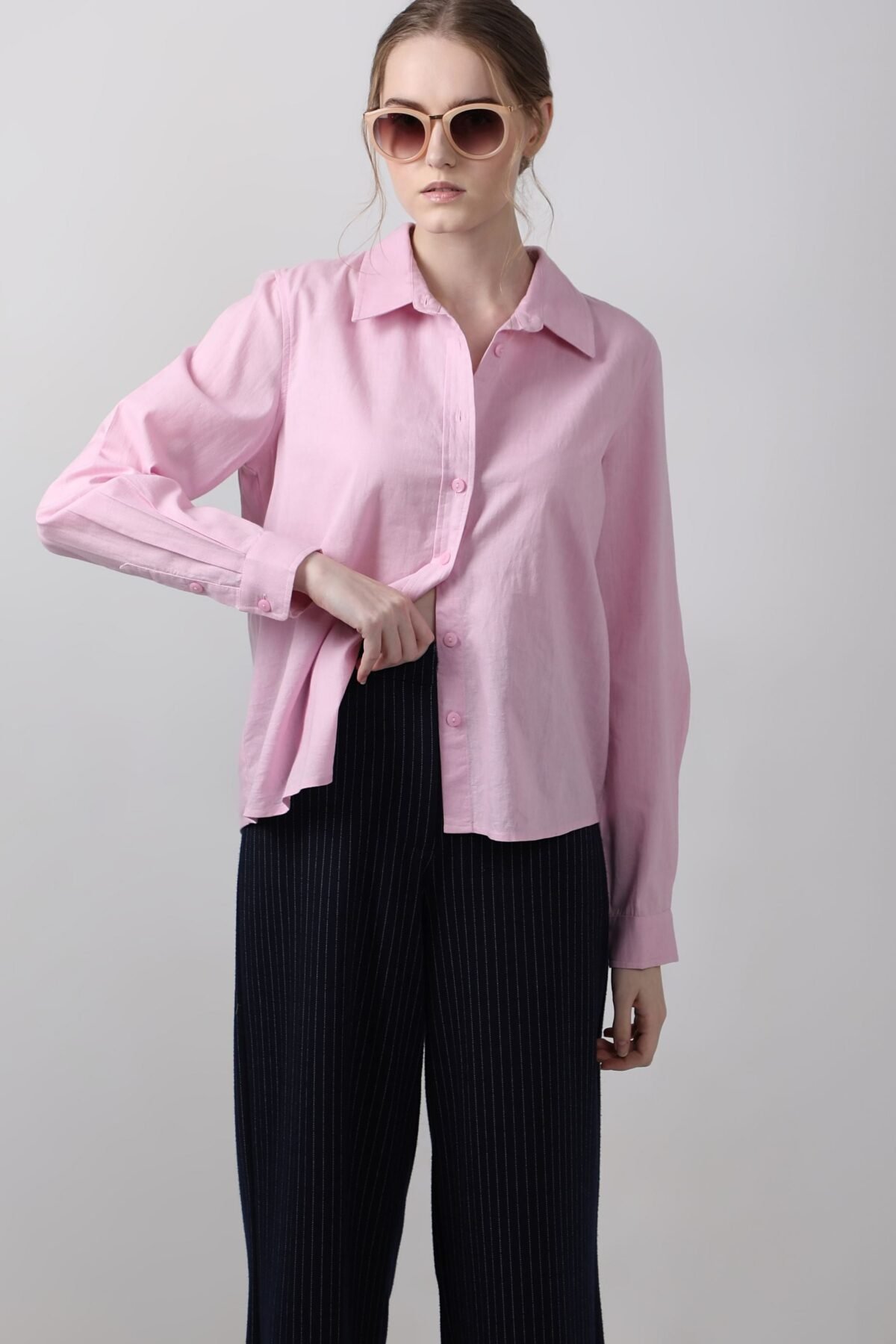 Light Pink Linen Full Sleeves Shirt