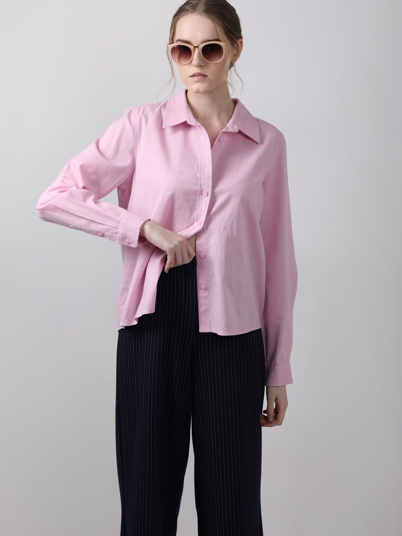 Light Pink Linen Full Sleeves Shirt