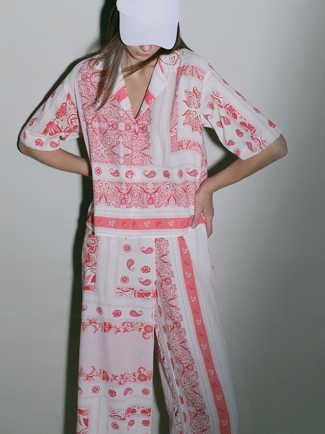 Pink Printed Co-Ord Set Shirt