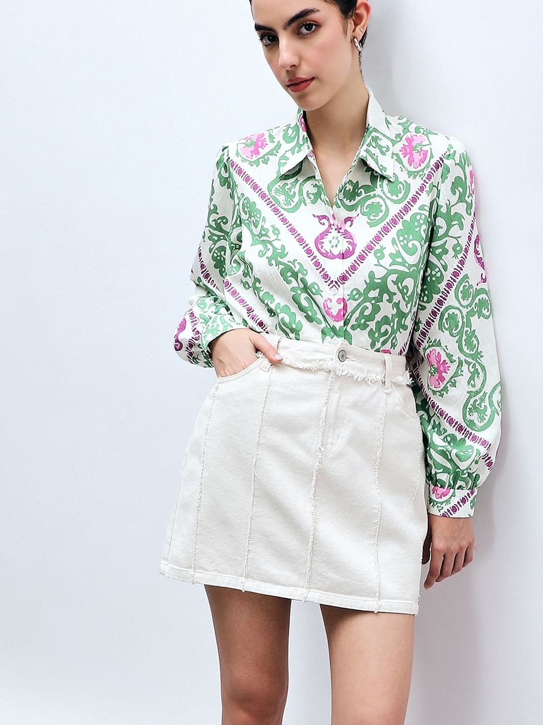 Green Printed Shirt