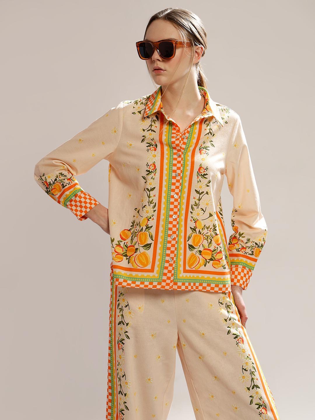 Fast Wear Yellow Printed Cotton Shirt
