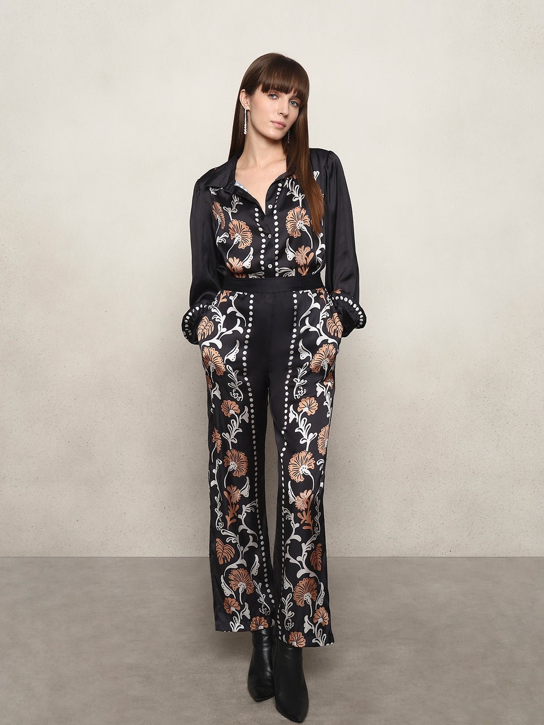 Embroidered Wide Leg Pants