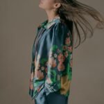 Teal Floral Satin Shirt