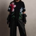 Black Floral Cotton T-shirt