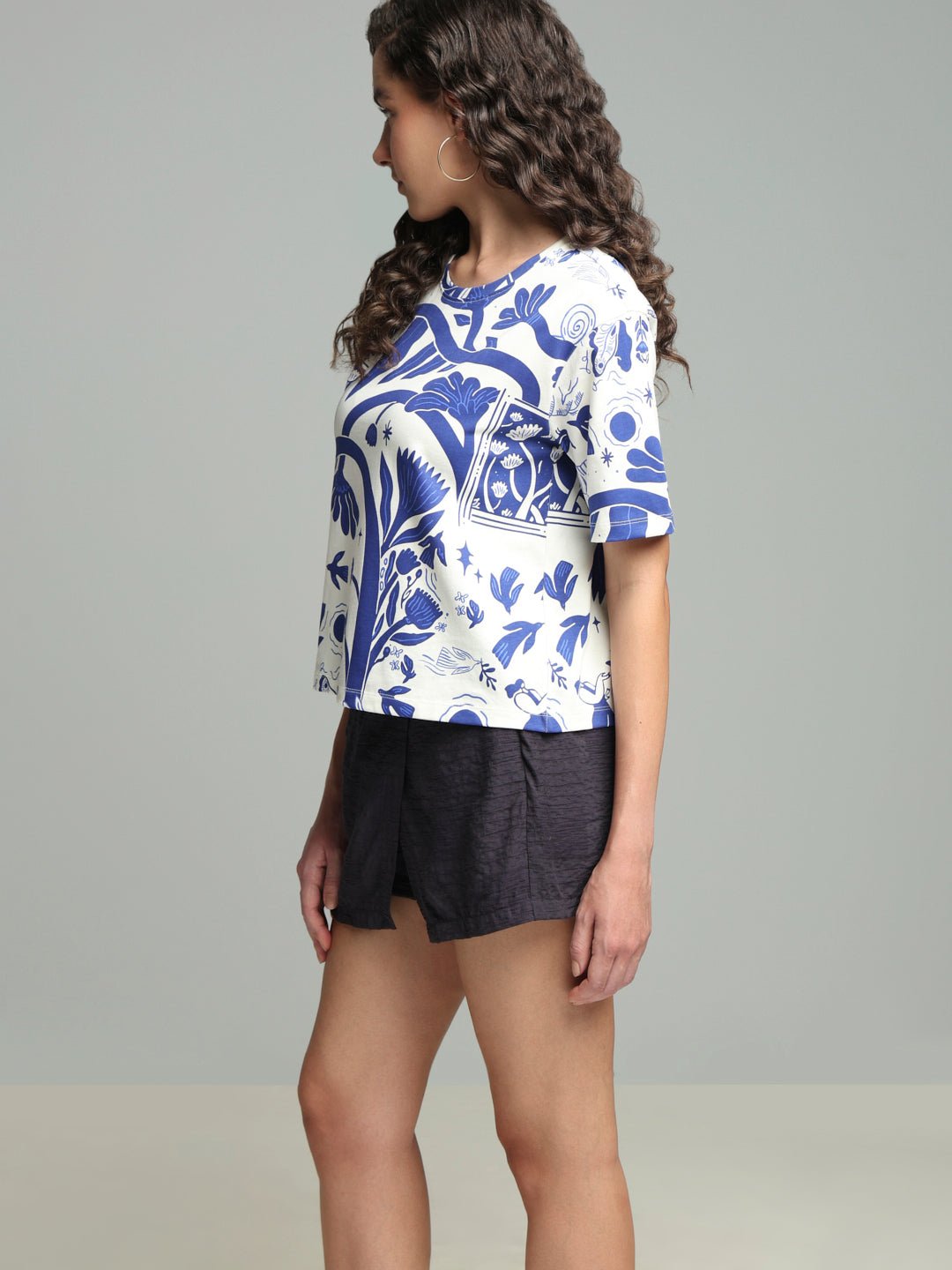 Botanical Print Cotton T-shirt