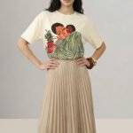 Ecru Printed Cotton T-shirt