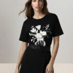 Black Printed Cotton T-Shirt