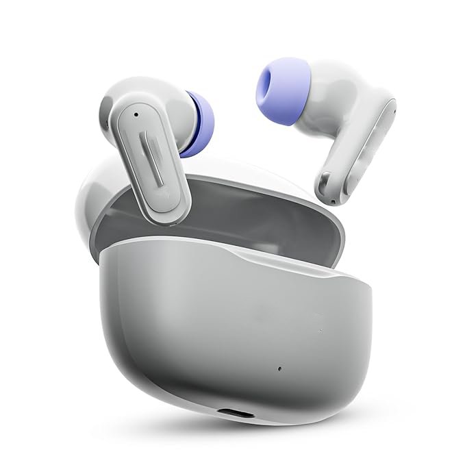 Grey Airflow Neo Earbuds with 80H Playtime, 13mm Titanium Driver, 40ms Gaming Mode, Fast Charging Buds