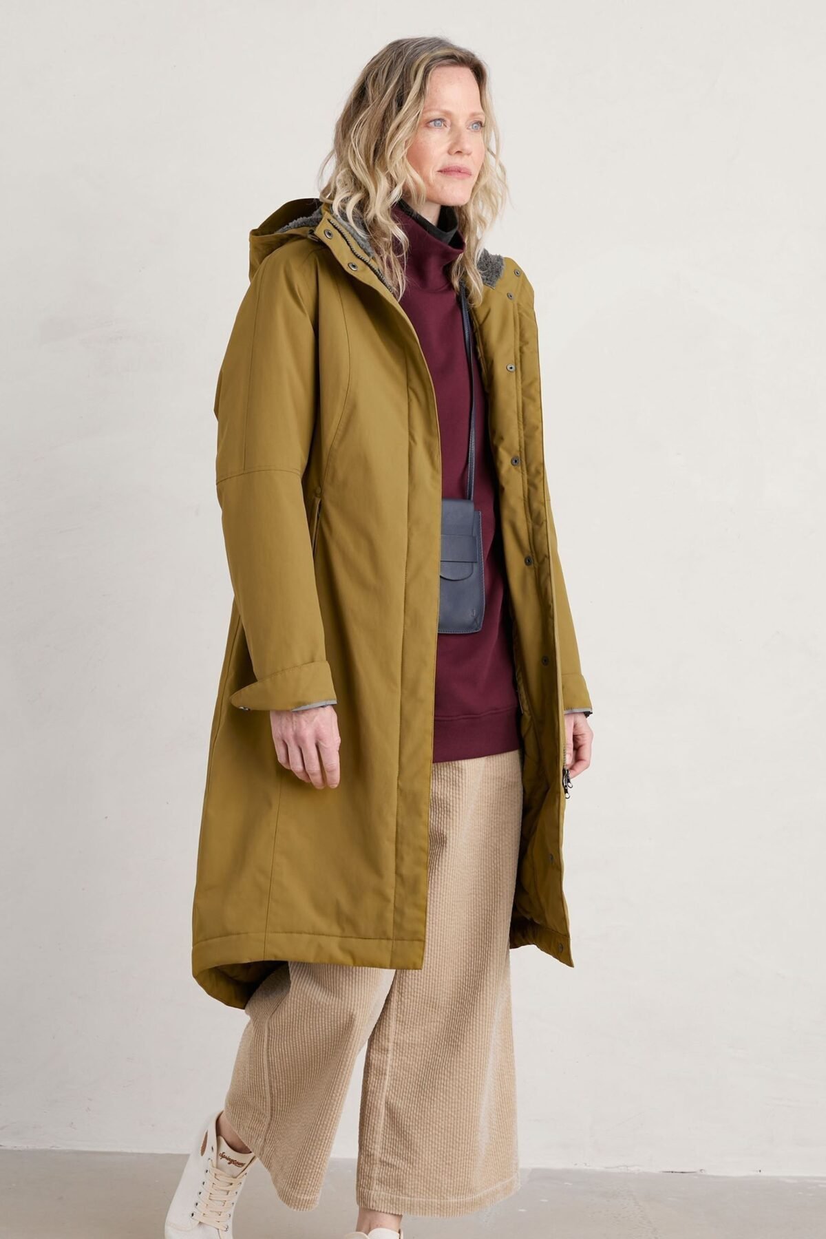 Women's Mustard Knee Length Waterproof Raincoat Stylish Outdoor Protection