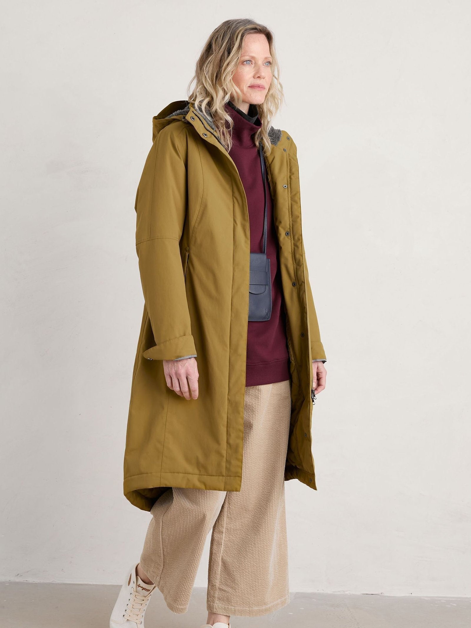 Women's Mustard Knee Length Waterproof Raincoat Stylish Outdoor Protection