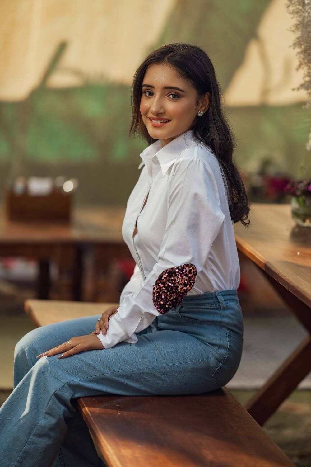 Sequin Patch White Shirt