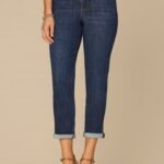 Fast Wear Mid-Rise Indigo Roll Cuff Petite Ankle Skimmer Jeans